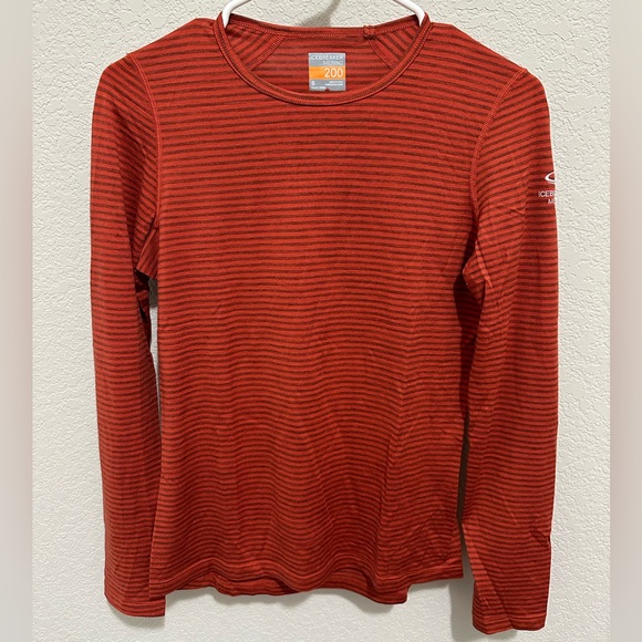 Icebreaker Merino Wool Oasis Long Sleeve Crew Striped Top - Picture 1 of 4